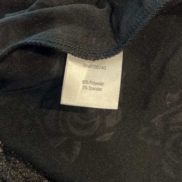 Serengeti Black Bronze Brown Rose Print 3/4 Sleeve Shift Dress Stretch Size 1X - Picture 7 of 8